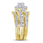 14kt Yellow Gold Round Diamond Bridal Wedding Ring Band Set 2 Cttw