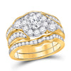 14kt Yellow Gold Round Diamond Bridal Wedding Ring Band Set 2 Cttw