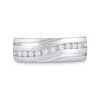 10kt White Gold Mens Round Diamond Wedding Band Ring 1/2 Cttw