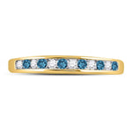 14kt Yellow Gold Womens Round Blue Color Enhanced Diamond Band Ring 1/4 Cttw