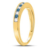 14kt Yellow Gold Womens Round Blue Color Enhanced Diamond Band Ring 1/4 Cttw