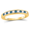 14kt Yellow Gold Womens Round Blue Color Enhanced Diamond Band Ring 1/4 Cttw