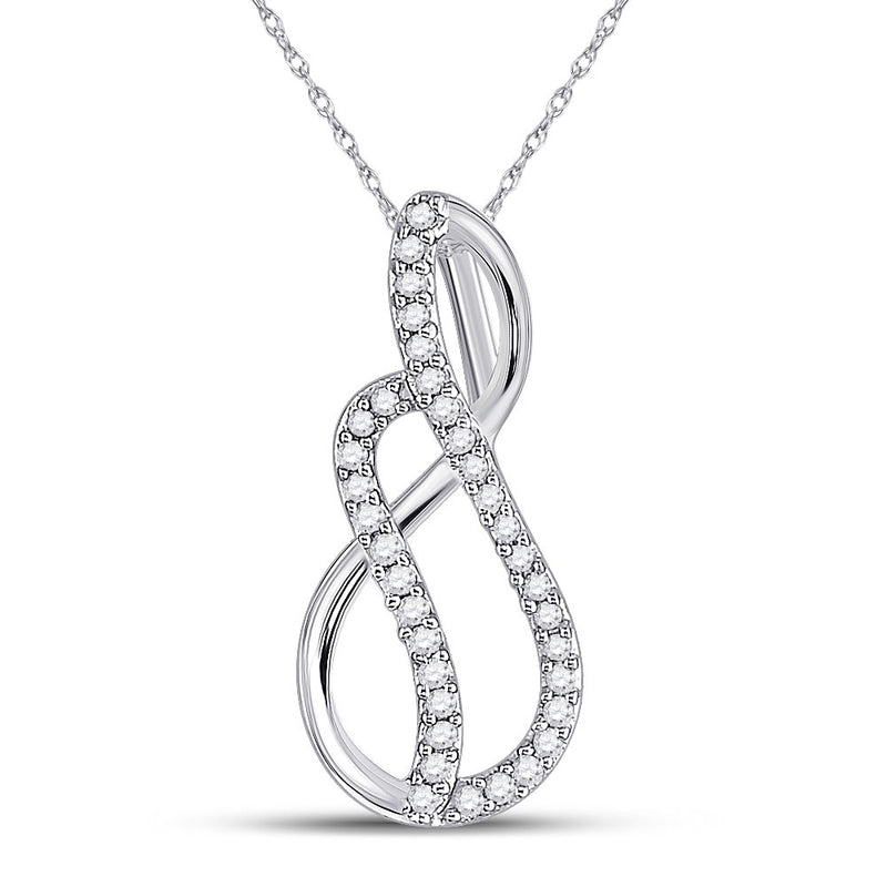 10kt White Gold Womens Round Diamond Infinity Pendant 1/10 Cttw