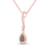 10kt Rose Gold Womens Round Brown Diamond Teardrop Pendant 1/3 Cttw