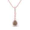 10kt Rose Gold Womens Round Brown Diamond Teardrop Pendant 1/3 Cttw