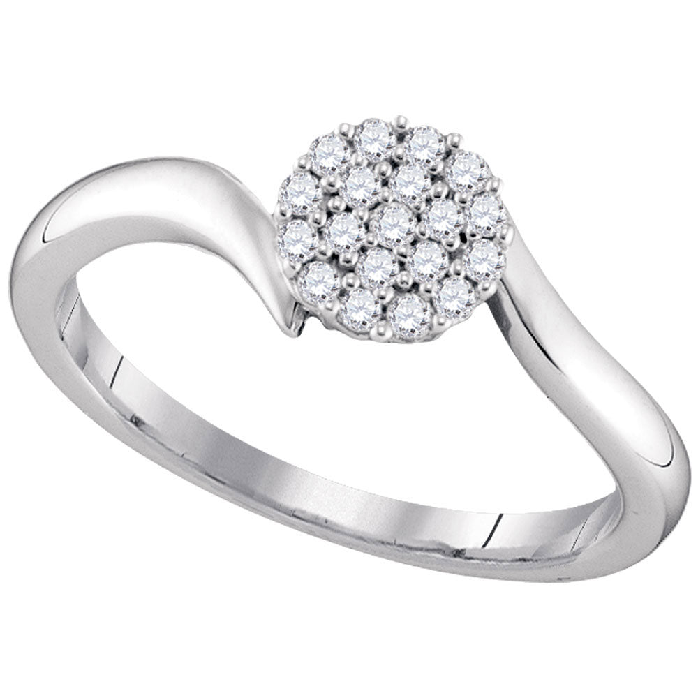 10kt White Gold Womens Round Diamond Cluster Slender Simple Ring 1/6 Cttw