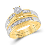 10kt Yellow Gold His Hers Round Diamond Solitaire Matching Wedding Set 1/6 Cttw