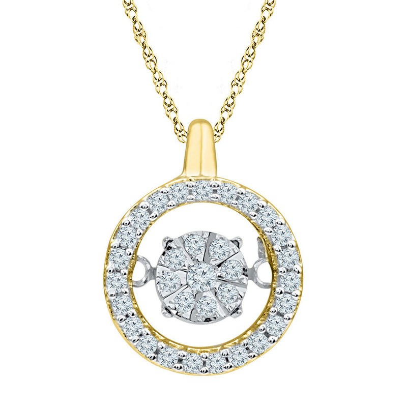 10kt Yellow Gold Womens Round Diamond Dangle Pendant 1/5 Cttw