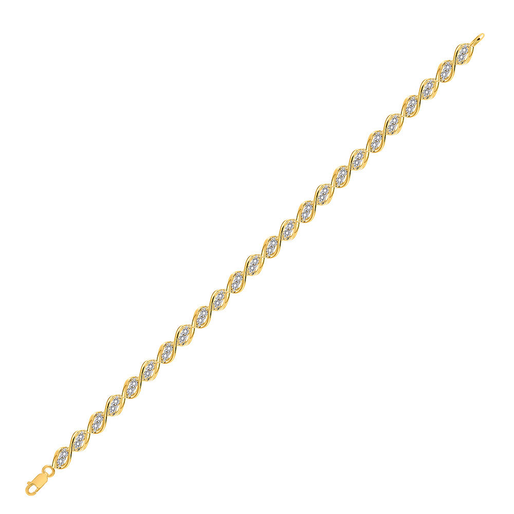 10kt Yellow Gold Womens Round Diamond Illusion-set Tennis Bracelet 1/5 Cttw