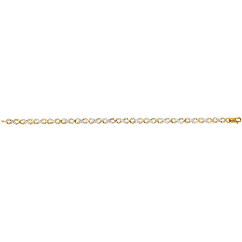 10kt Yellow Gold Womens Round Diamond Infinity Tennis Bracelet 1/4 Cttw