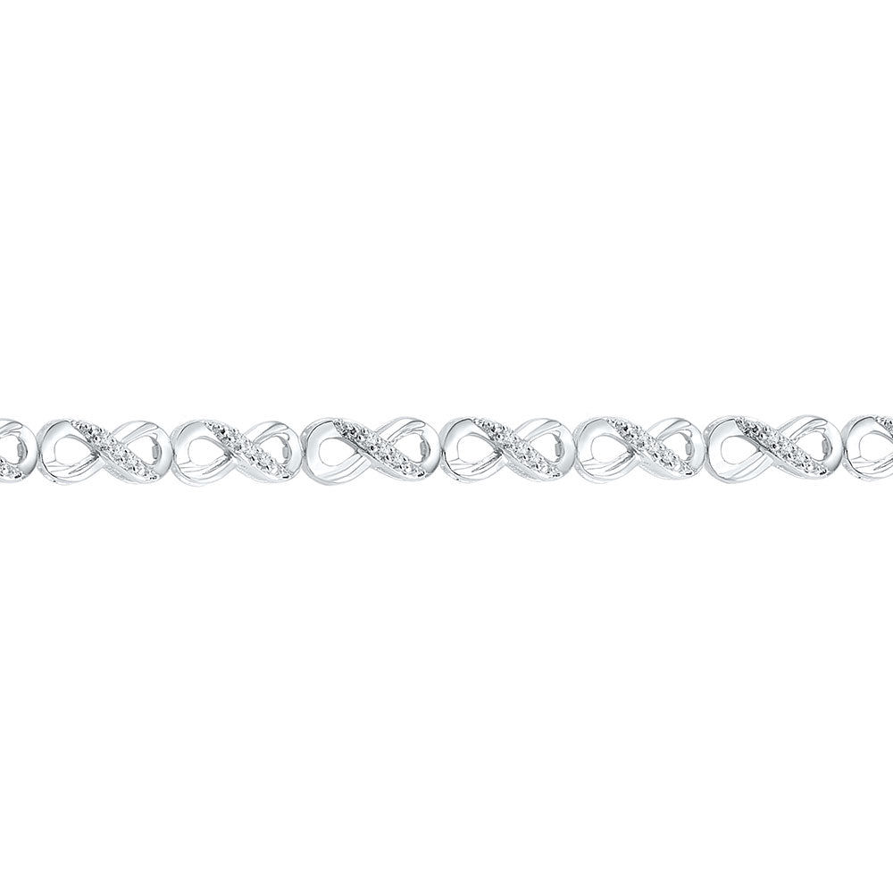 10kt White Gold Womens Round Diamond Infinity Fashion Bracelet 1/4 Cttw