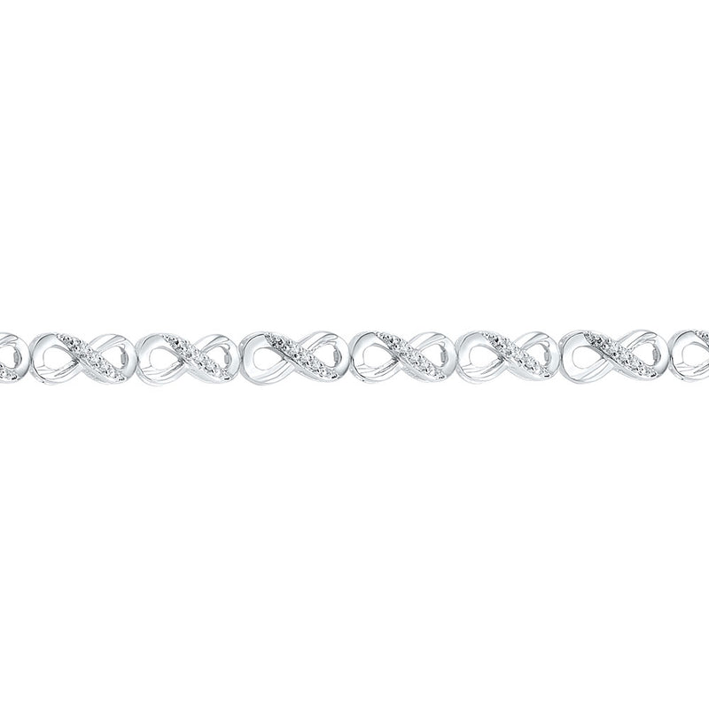 10kt White Gold Womens Round Diamond Infinity Fashion Bracelet 1/4 Cttw