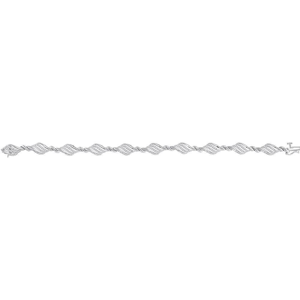 10kt White Gold Womens Round Diamond Fashion Bracelet 1/2 Cttw