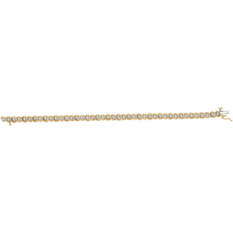 10kt Yellow Gold Womens Round Diamond Tennis Bracelet 1/2 Cttw