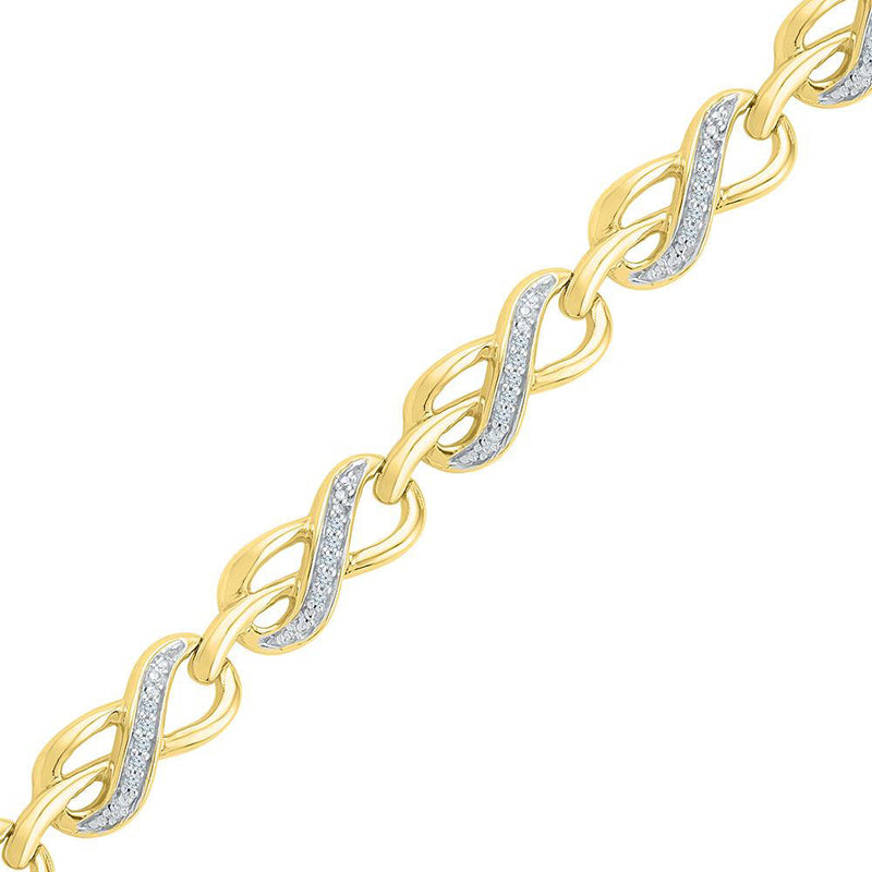 10kt Yellow Gold Womens Round Diamond Infinity Link Fashion Bracelet 1/5 Cttw