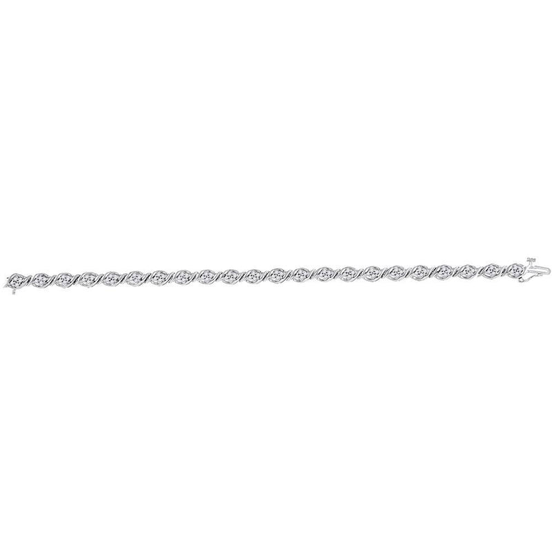 10kt White Gold Womens Round Diamond Tennis Bracelet 1 Cttw