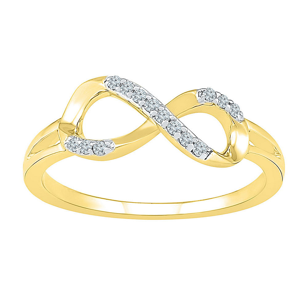 10kt Yellow Gold Womens Round Diamond Infinity Fashion Ring 1/12 Cttw