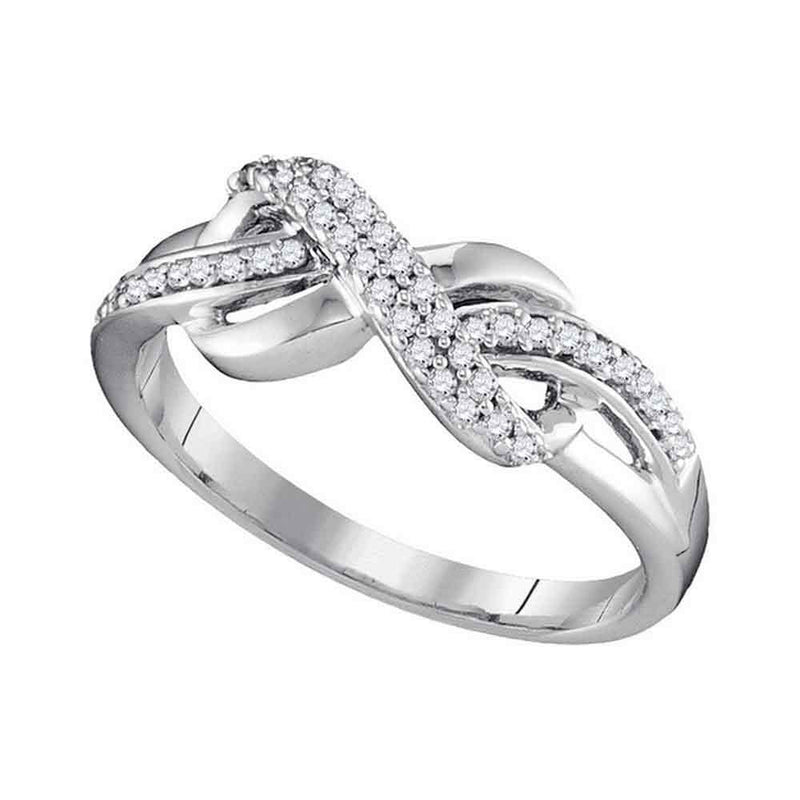 10kt White Gold Womens Round Diamond Infinity Ring 1/5 Cttw