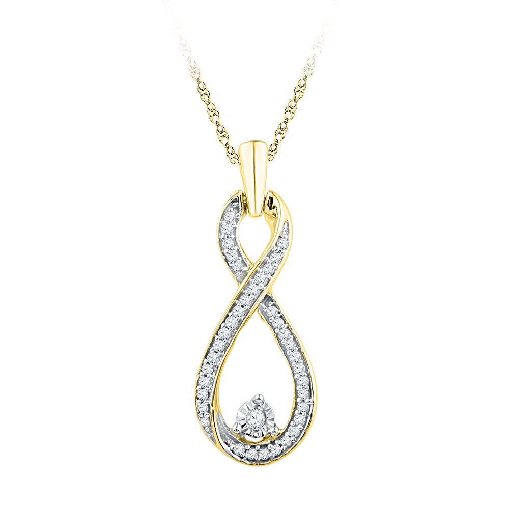 10kt Yellow Gold Womens Round Diamond Infinity Pendant 1/6 Cttw