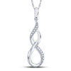 Sterling Silver Womens Round Diamond Vertical Infinity Pendant 1/20 Cttw