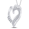 10kt White Gold Womens Round Diamond Open-center Heart Pendant 1/10 Cttw