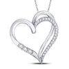 10kt White Gold Womens Round Diamond Open-center Heart Pendant 1/10 Cttw