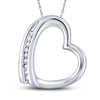 10kt White Gold Womens Round Diamond Heart Pendant .03 Cttw