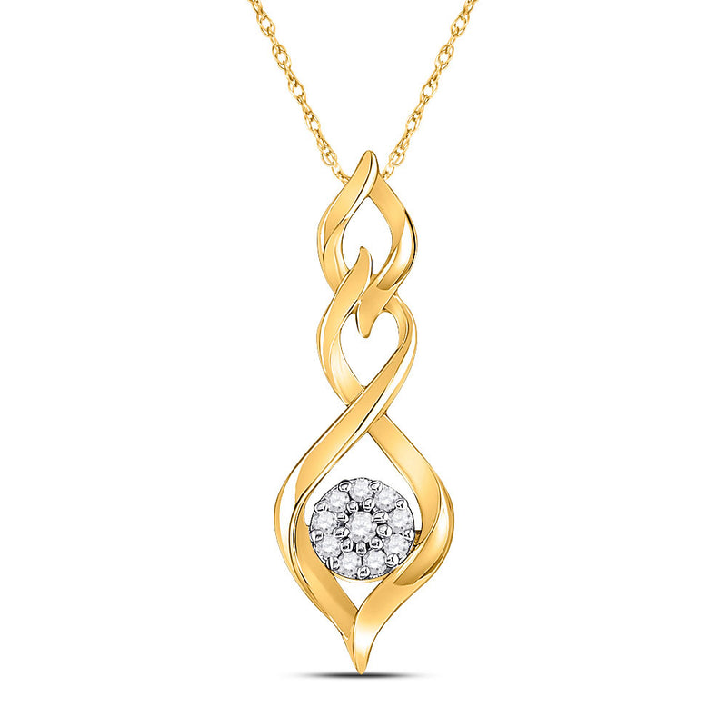 10kt Yellow Gold Womens Round Diamond Infinity Pendant 1/10 Cttw