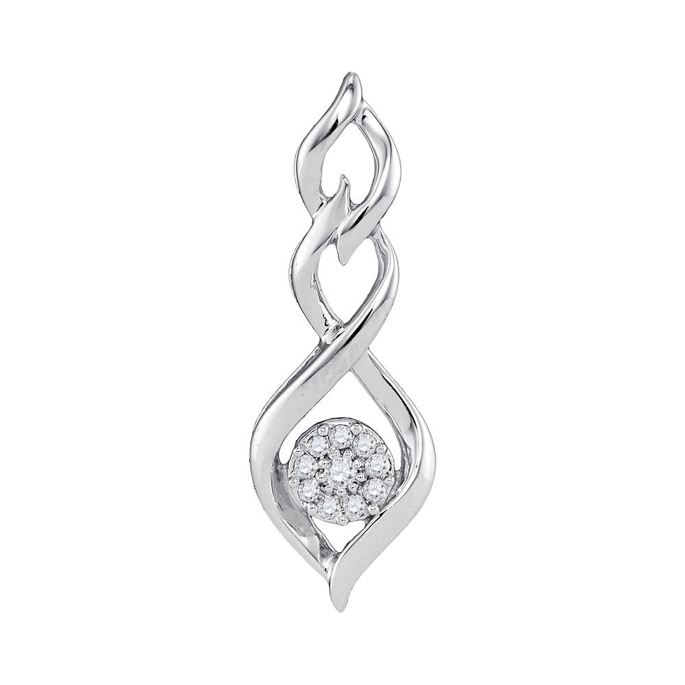 10kt White Gold Womens Round Diamond Infinity Pendant 1/10 Cttw