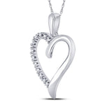 10kt White Gold Womens Round Diamond Heart Pendant 1/20 Cttw