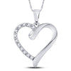 10kt White Gold Womens Round Diamond Heart Pendant 1/20 Cttw