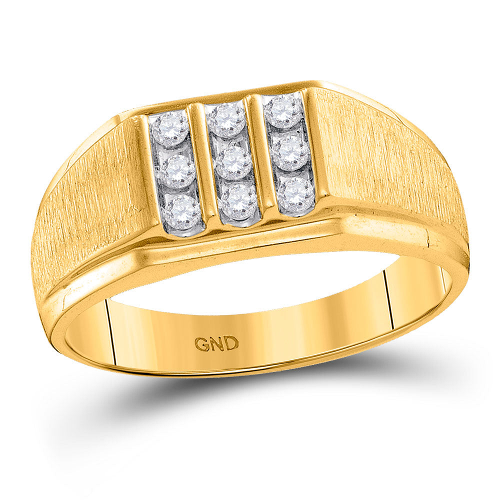 10kt Yellow Gold Mens Round Diamond Cluster Ring 1/4 Cttw