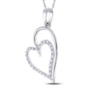 10kt White Gold Womens Round Diamond Heart Pendant 1/8 Cttw