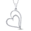 10kt White Gold Womens Round Diamond Heart Pendant 1/8 Cttw