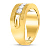 10k Yellow Gold Mens Round Diamond Single Row 5-Stone Wedding Band Ring 1/2 Cttw