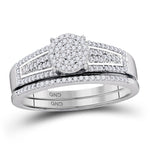 10kt White Gold Round Diamond Cluster Bridal Wedding Ring Band Set 1/3 Cttw