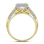 10kt Yellow Gold Round Diamond Cluster Bridal Wedding Ring Band Set 3/8 Cttw