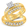 10kt Yellow Gold His Hers Round Diamond Solitaire Matching Wedding Set 1/3 Cttw