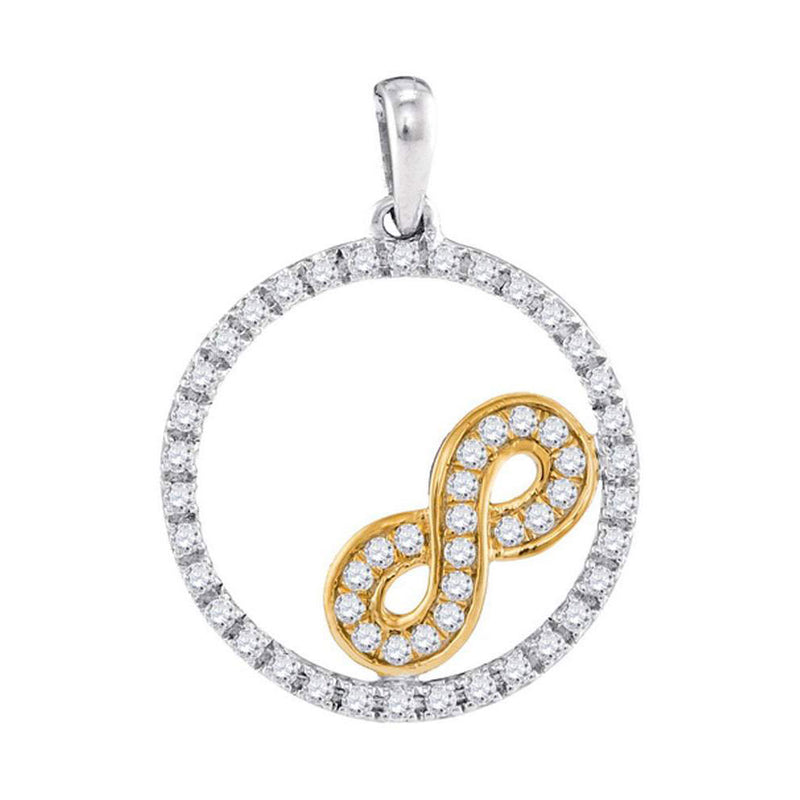 10kt Two-tone Gold Womens Round Diamond Infinity Circle Pendant 1/4 Cttw