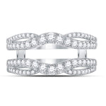 14kt White Gold Womens Round Diamond Wrap Ring Guard Enhancer 5/8 Cttw