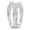 14kt White Gold Womens Round Diamond Wrap Ring Guard Enhancer 5/8 Cttw