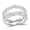 14kt White Gold Womens Round Diamond Wrap Ring Guard Enhancer 5/8 Cttw