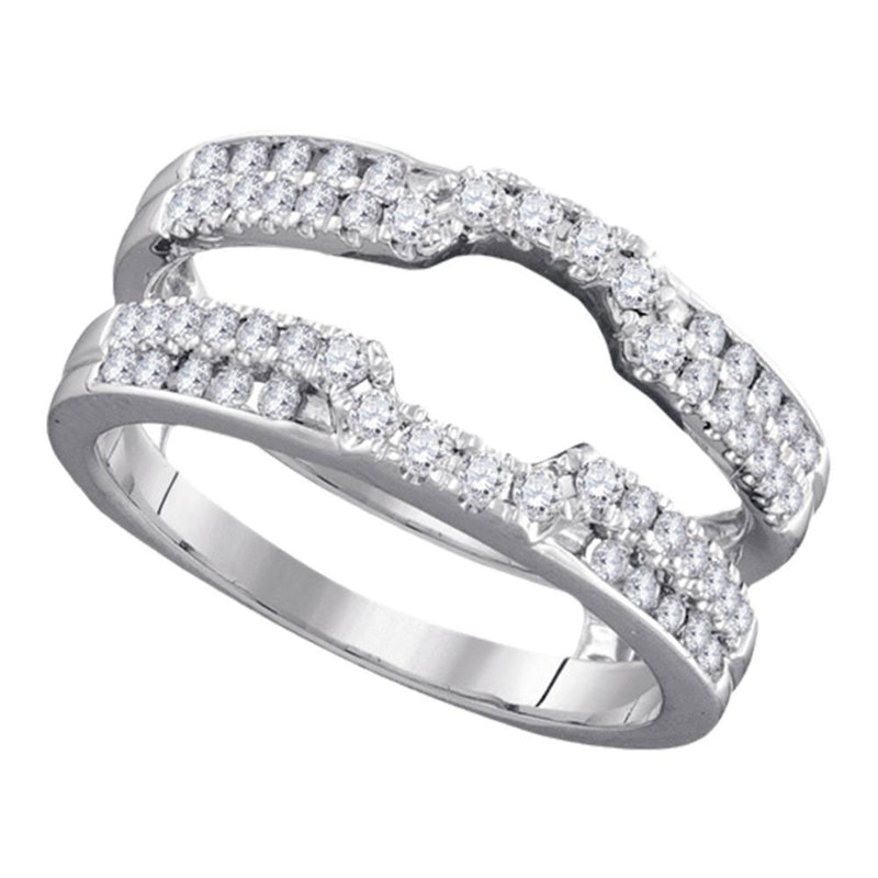 14kt White Gold Womens Round Diamond Solitaire Enhancer Wedding Band 1/2 Cttw