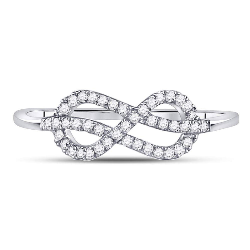 10kt White Gold Womens Round Diamond Infinity Fashion Ring 1/6 Cttw