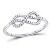 10kt White Gold Womens Round Diamond Infinity Fashion Ring 1/6 Cttw