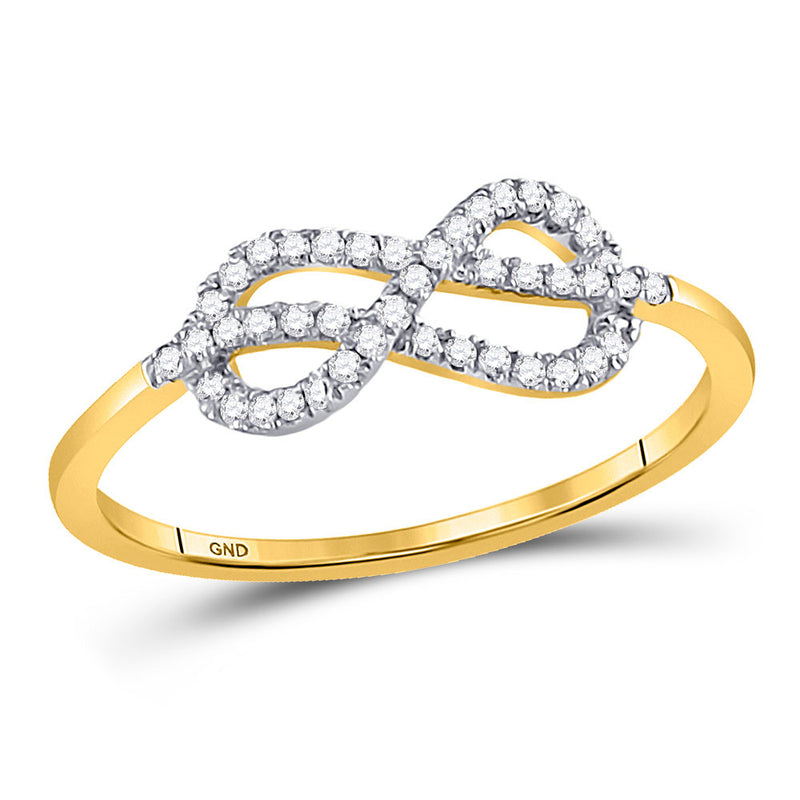 10kt Yellow Gold Womens Round Diamond Infinity Fashion Ring 1/6 Cttw