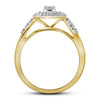 10kt Yellow Gold Round Diamond Square Halo Bridal Wedding Ring Band Set 1/3 Cttw