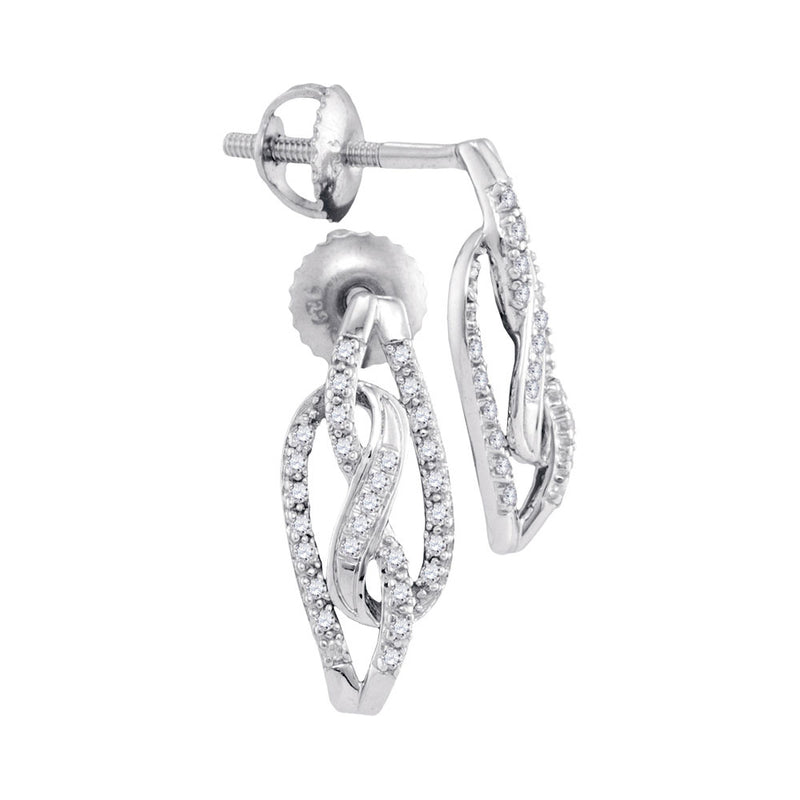 10kt White Gold Womens Round Diamond Fashion Earrings 1/6 Cttw