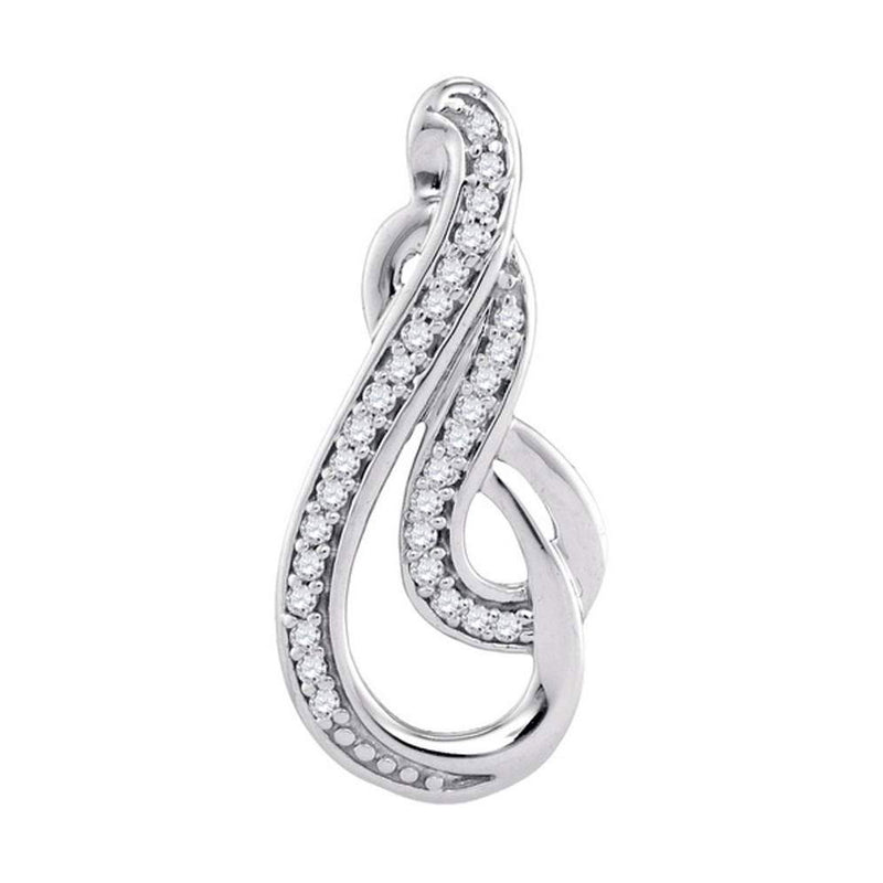 10kt White Gold Womens Round Diamond Curl Fashion Pendant 1/10 Cttw