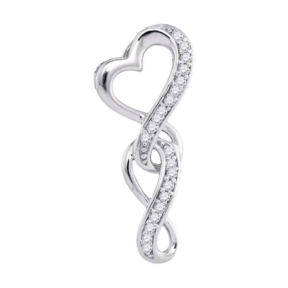 10kt White Gold Womens Round Diamond Heart Infinity Pendant 1/20 Cttw